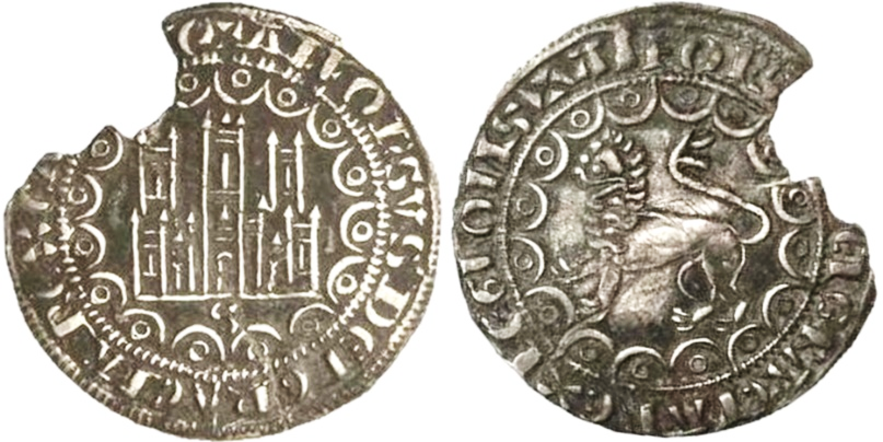 Tipo 13. Primera “Moneda de Plata” Alfonsí de castillo y león en medios compases - Imagen 1