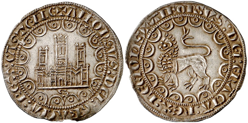 Tipo 13. Primera “Moneda de Plata” Alfonsí de castillo y león en medios compases - Imagen 2