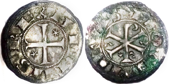 Tipo 16. Dinero de Crismón del taller de León con estrellas en los cuarteles - Imagen 1