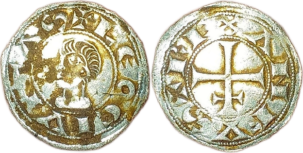 Tipo 17. Dinero leonés de Alfonso VII sin coronar de perfil, y con cruz recrucetada - Imagen 2