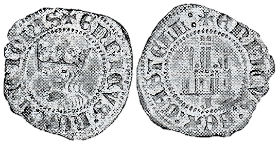 Tipo 18. Cruzado o Real de vellón burgalés con gráfila en ambas caras, con busto de Rey de perfil a izquierda y Castillo - Imagen 3