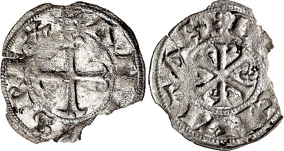 Tipo 18. Dinero de Crismón de origen borgoñón del taller de León - Imagen 1