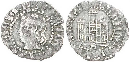 Tipo 19. Cornado con gráfila en ambas caras, con busto de Rey de perfil a izquierda y Castillo - Imagen 1