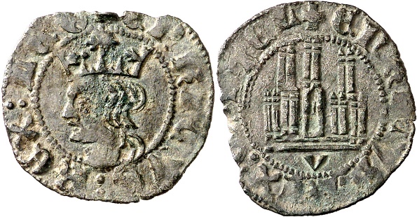 Tipo 19. Cornado con gráfila en ambas caras, con busto de Rey de perfil a izquierda y Castillo - Imagen 17