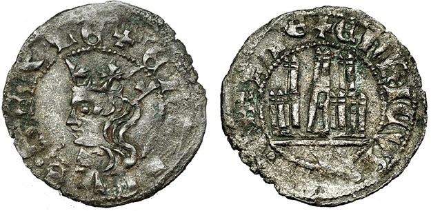 Tipo 19. Cornado con gráfila en ambas caras, con busto de Rey de perfil a izquierda y Castillo - Imagen 19