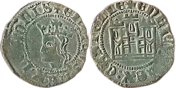 Tipo 19. Cornado con gráfila en ambas caras, con busto de Rey de perfil a izquierda y Castillo - Imagen 20