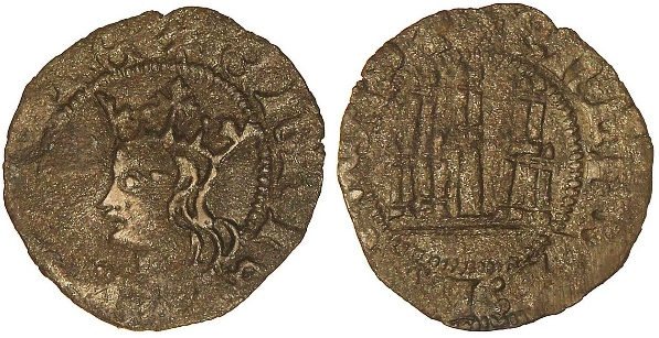 Tipo 19. Cornado con gráfila en ambas caras, con busto de Rey de perfil a izquierda y Castillo - Imagen 26