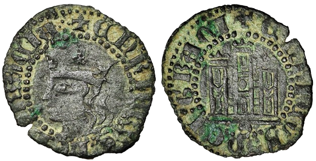 Tipo 19. Cornado con gráfila en ambas caras, con busto de Rey de perfil a izquierda y Castillo - Imagen 3