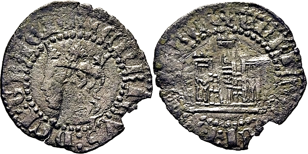 Tipo 19. Cornado con gráfila en ambas caras, con busto de Rey de perfil a izquierda y Castillo - Imagen 4