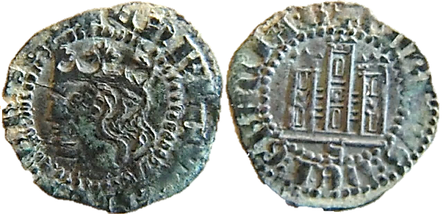 Tipo 19. Cornado con gráfila en ambas caras, con busto de Rey de perfil a izquierda y Castillo - Imagen 5