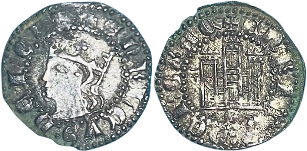 Tipo 19. Cornado con gráfila en ambas caras, con busto de Rey de perfil a izquierda y Castillo - Imagen 9