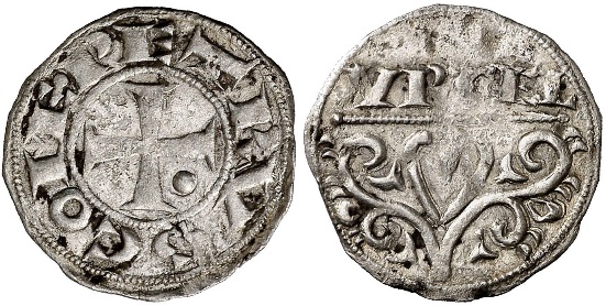 Tipo 2. Dinero de Urgel, del conde de Carrión y Saldaña: don Pedro Ansúrez, con Árbol de la Vida”, como tutor de su nieto Ermengol VI - Imagen 1