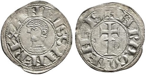 Tipo 2. Dinero leonés de Cruz sobre Estrella, con Alfa y Omega - Imagen 2