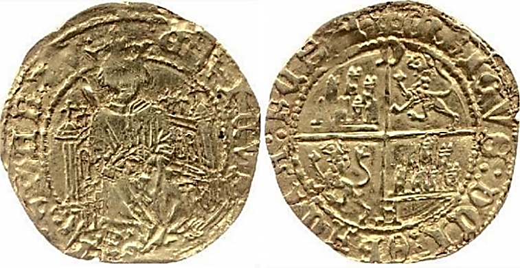 Tipo 2. Media Dobla de oro enriqueñas de la silla alta con “P” Coronada - Imagen 1