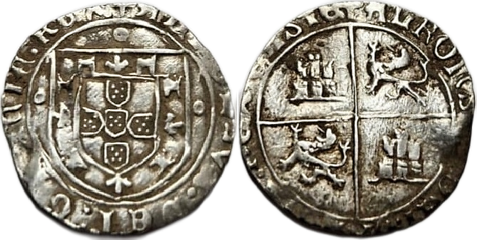Tipo 2. Real Grueso de Plata con Emblema de Portugal y Cuartelado Castellano Simple - Imagen 10