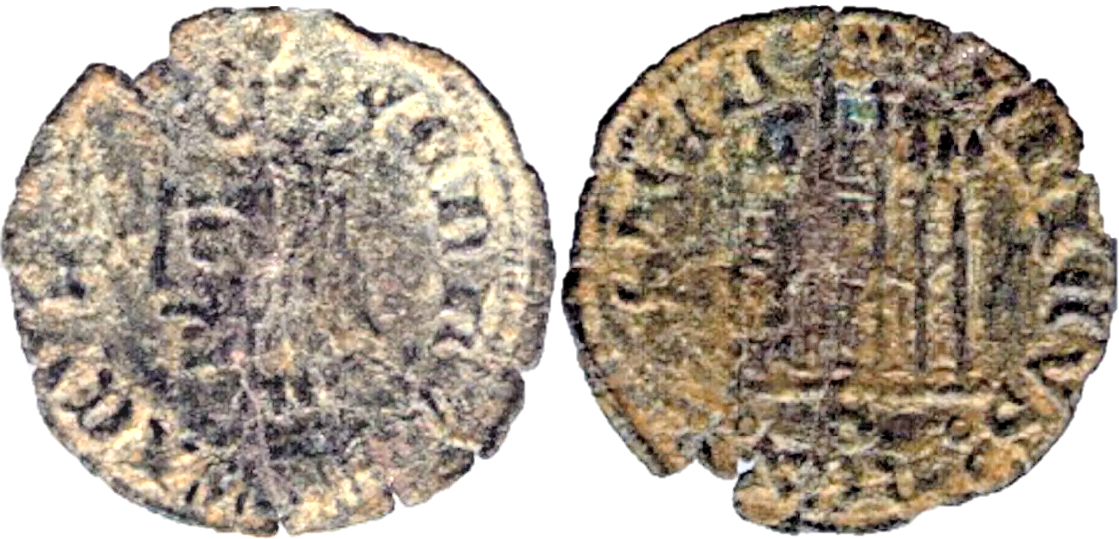 Tipo 21. Coronado sevillano con busto de Rey de perfil y con gráfila o sin ella en anverso, y Castillo en reverso - Imagen 2