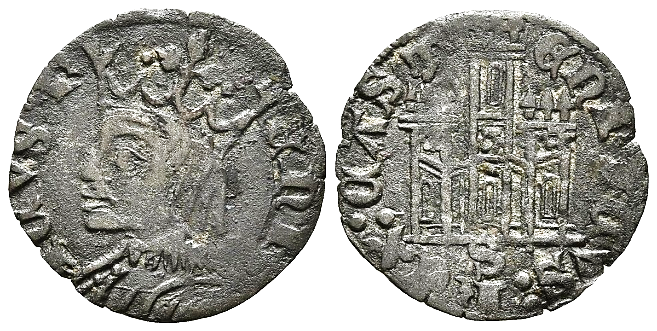 Tipo 21. Coronado sevillano con busto de Rey de perfil y con gráfila o sin ella en anverso, y Castillo en reverso - Imagen 3