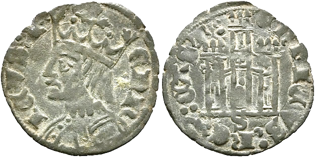 Tipo 21. Coronado sevillano con busto de Rey de perfil y con gráfila o sin ella en anverso, y Castillo en reverso - Imagen 5