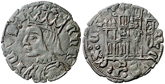 Tipo 21. Coronado sevillano con busto de Rey de perfil y con gráfila o sin ella en anverso, y Castillo en reverso - Imagen 7