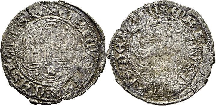 Tipo 23. Blanca de vellón con castillo y león, con lóbulos del Ordenamiento de Madrid de 1462. - Imagen 2