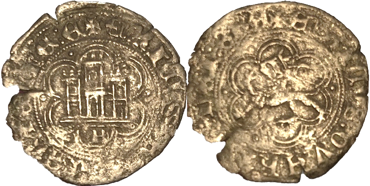 Tipo 23. Blanca de vellón con castillo y león, con lóbulos del Ordenamiento de Madrid de 1462. - Imagen 3