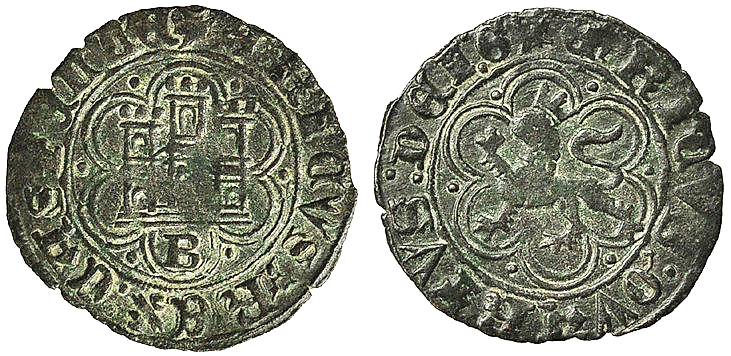 Tipo 23. Blanca de vellón con castillo y león, con lóbulos del Ordenamiento de Madrid de 1462. - Imagen 4