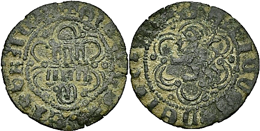 Tipo 24. Media Blanca de vellón con castillo y león, con lóbulos del Ordenamiento de Madrid de 1462 - Imagen 26