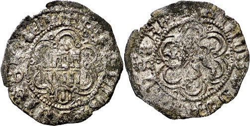 Tipo 24. Media Blanca de vellón con castillo y león, con lóbulos del Ordenamiento de Madrid de 1462 - Imagen 31