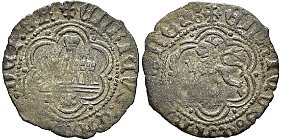 Tipo 24. Media Blanca de vellón con castillo y león, con lóbulos del Ordenamiento de Madrid de 1462 - Imagen 48