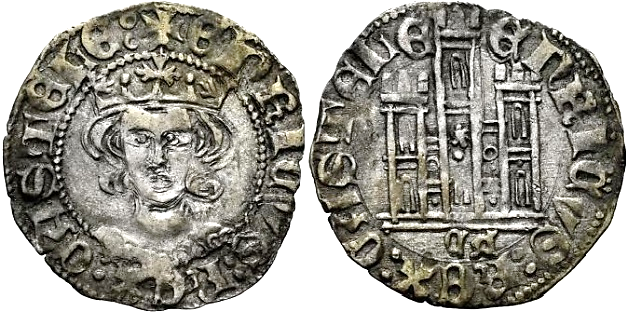 Tipo 26. Coronado con busto de Rey de frente, con gráfila o sin ella en anverso, y Castillo sin orla - Imagen 12