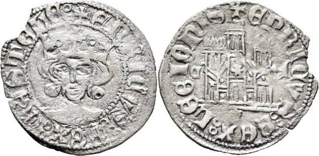 Tipo 26. Coronado con busto de Rey de frente, con gráfila o sin ella en anverso, y Castillo sin orla - Imagen 14