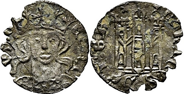 Tipo 26. Coronado con busto de Rey de frente, con gráfila o sin ella en anverso, y Castillo sin orla - Imagen 17