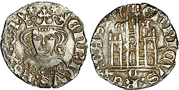 Tipo 26. Coronado con busto de Rey de frente, con gráfila o sin ella en anverso, y Castillo sin orla - Imagen 2