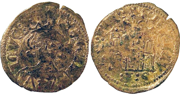 Tipo 26. Coronado con busto de Rey de frente, con gráfila o sin ella en anverso, y Castillo sin orla - Imagen 28