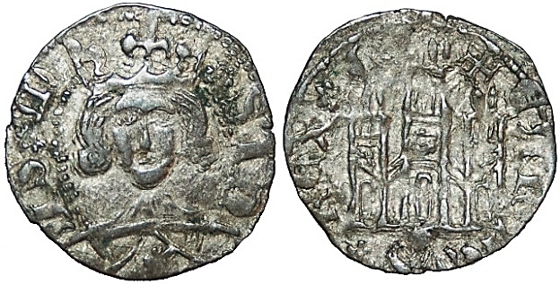 Tipo 26. Coronado con busto de Rey de frente, con gráfila o sin ella en anverso, y Castillo sin orla - Imagen 35