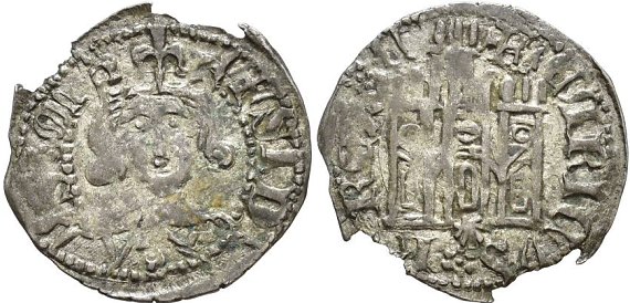 Tipo 26. Coronado con busto de Rey de frente, con gráfila o sin ella en anverso, y Castillo sin orla - Imagen 37