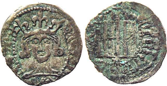 Tipo 26. Coronado con busto de Rey de frente, con gráfila o sin ella en anverso, y Castillo sin orla - Imagen 38