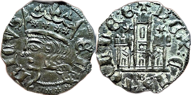 Tipo 27. Cornado con busto de rey de perfil y castillo, ambos sin gráfilas - Imagen 2