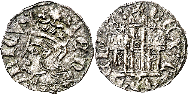 Tipo 27. Cornado con busto de rey de perfil y castillo, ambos sin gráfilas - Imagen 4