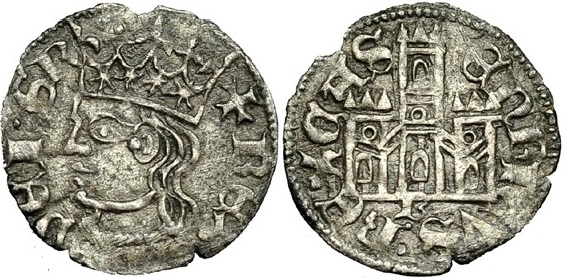 Tipo 27. Cornado con busto de rey de perfil y castillo, ambos sin gráfilas - Imagen 7