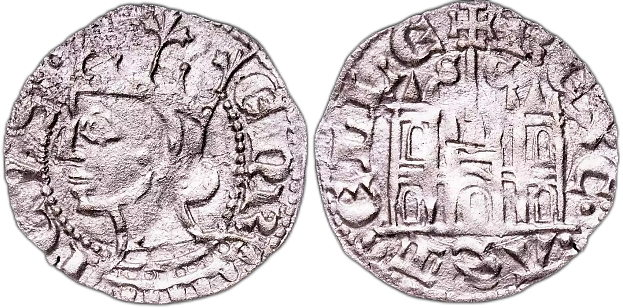 Tipo 29. Cornado de buena ley de las Cortes de Toro de 1373, con busto de rey de perfil y castillo, ambos sin gráfilas - Imagen 14