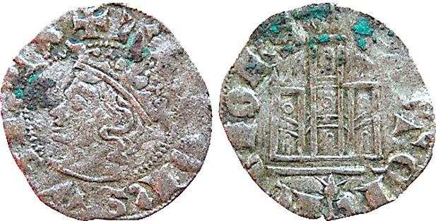 Tipo 3. Dinero Coronado de perfil y con gráfila en anverso de Coruña, del Rey Alfonso de Castilla y León - Imagen 1