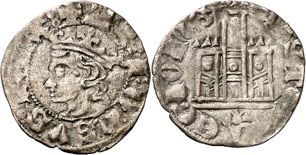 Tipo 3. Dinero Coronado de perfil y con gráfila en anverso de Coruña, del Rey Alfonso de Castilla y León - Imagen 2