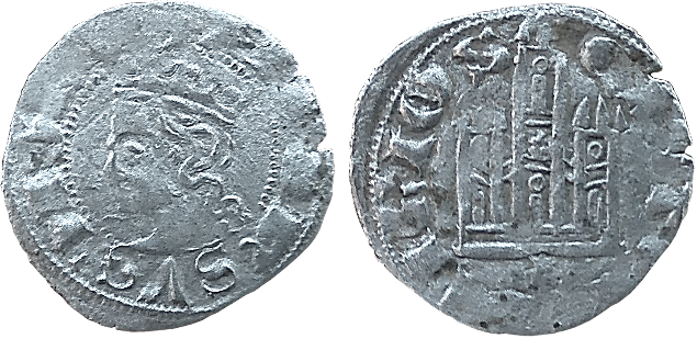 Tipo 3. Dinero Coronado de perfil y con gráfila en anverso de Coruña, del Rey Alfonso de Castilla y León - Imagen 23