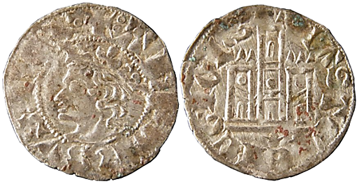 Tipo 3. Dinero Coronado de perfil y con gráfila en anverso de Coruña, del Rey Alfonso de Castilla y León - Imagen 3