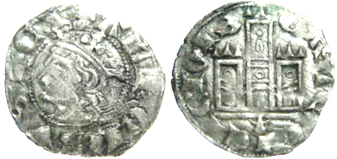 Tipo 3. Dinero Coronado de perfil y con gráfila en anverso de Coruña, del Rey Alfonso de Castilla y León - Imagen 4