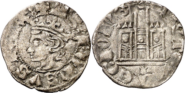 Tipo 3. Dinero Coronado de perfil y con gráfila en anverso de Coruña, del Rey Alfonso de Castilla y León - Imagen 8