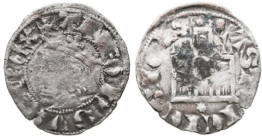 Tipo 3. Dinero Coronado de perfil y con gráfila en anverso de Coruña, del Rey Alfonso de Castilla y León - Imagen 9