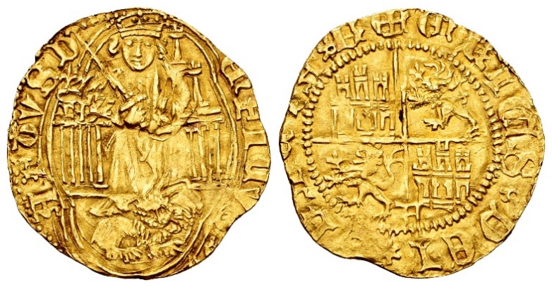Tipo 3. Medio Enrique de Oro con marca de “A” Coronada de “Alfonvs” - Imagen 1