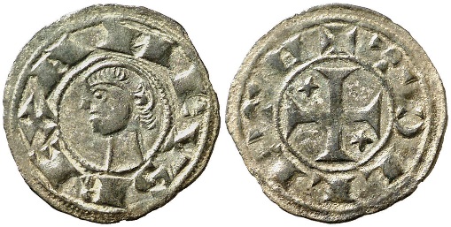 Tipo 30. Dinero toledano de buena técnica con leyenda “Tolleta”, y con estrellas de cinco puntas en primer y cuarto cuadrante - Imagen 1